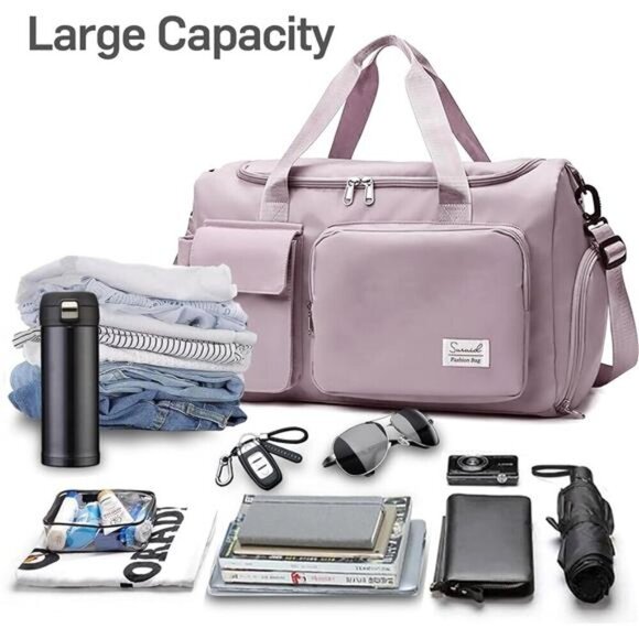 Sports Gym Bag with Shoes Compartment- Pink - Picture 4 of 6